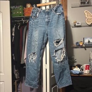 Distressed Blue Jeans